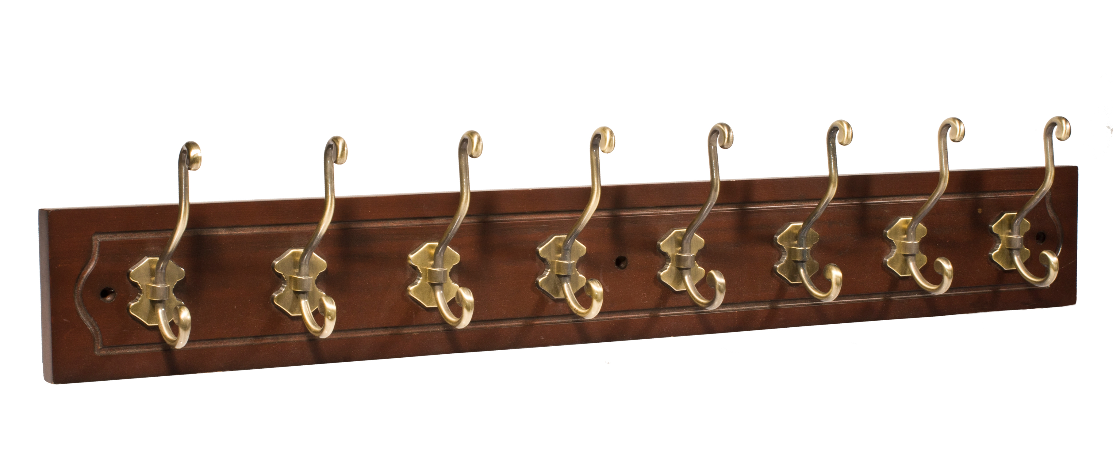 8 Hat & Coat Hook Rail Cathedral Style, Antique Brass & Antique Effect